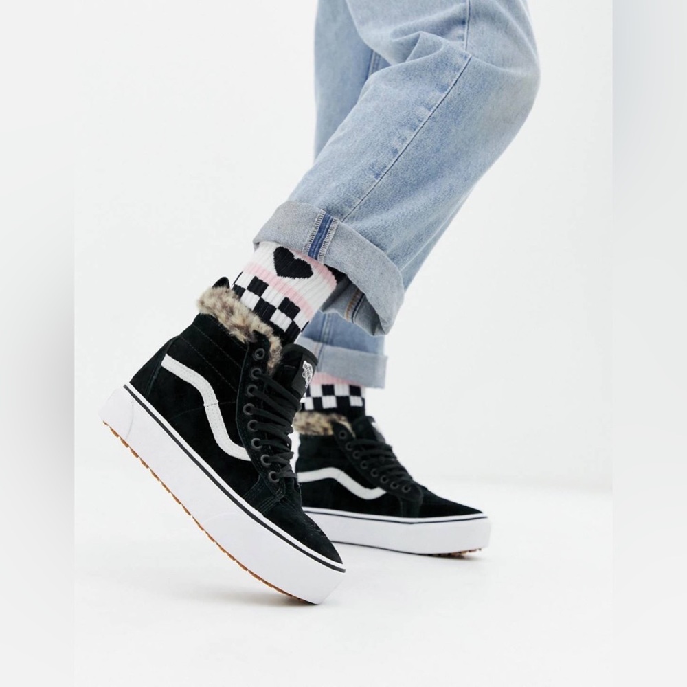 COPY - Vans Sk8-Hi Faux Fur Lined Platform Sneaker Black Leopard